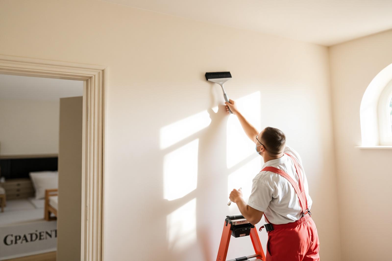 Peintre en action sur un chantier de rénovation